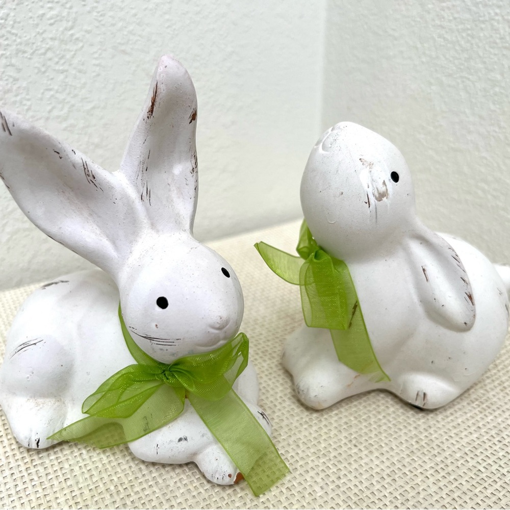 Bunny Patch - Vintage Pier One Ceramic Bunnies - Set of Two (2)